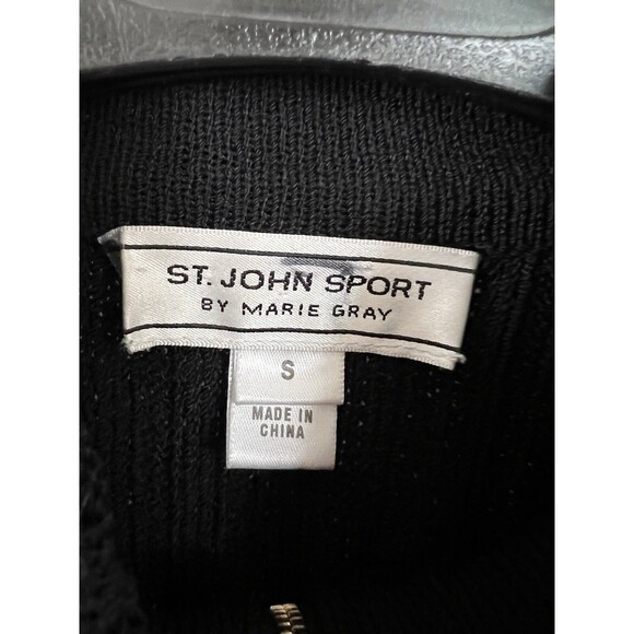 ST JOHN Lamb Suede Leather And Wool Sequin Striped Jacket Women Size S Full Zip - Picture 3 of 10